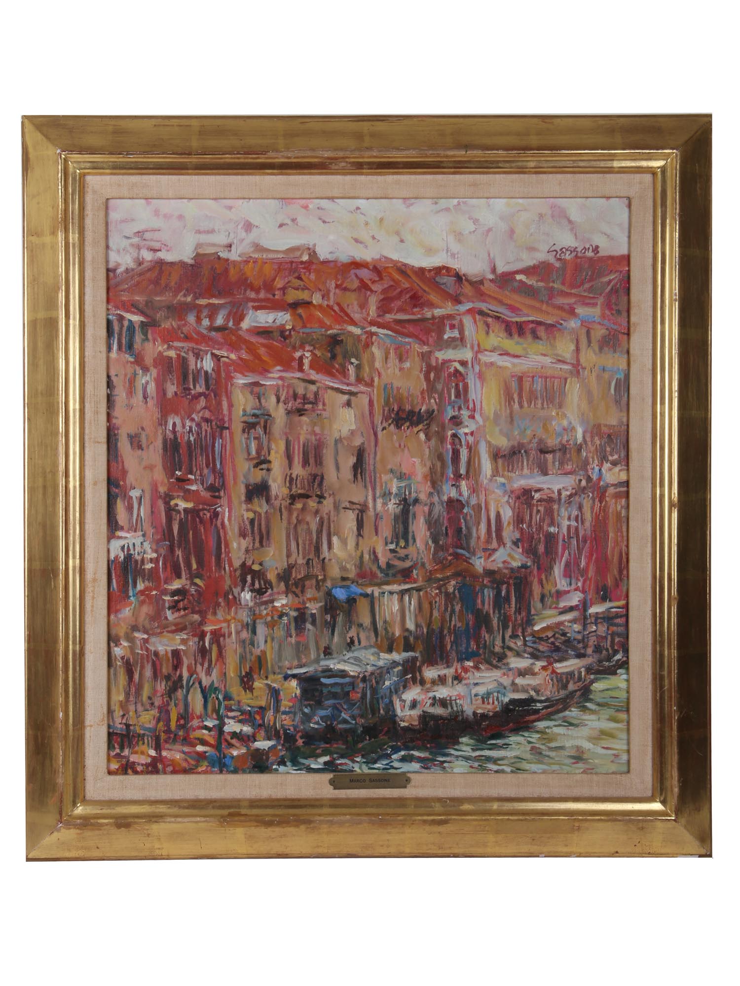 VINTAGE ABSTRACT VENICE PAINTING BY MARCO SASSORE PIC-0